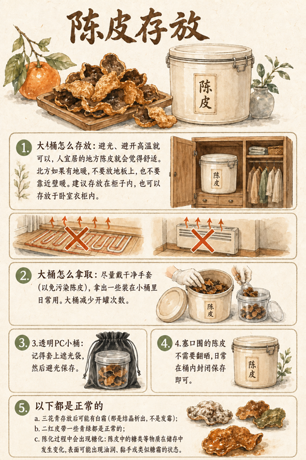 陈皮保存手绘说明图
